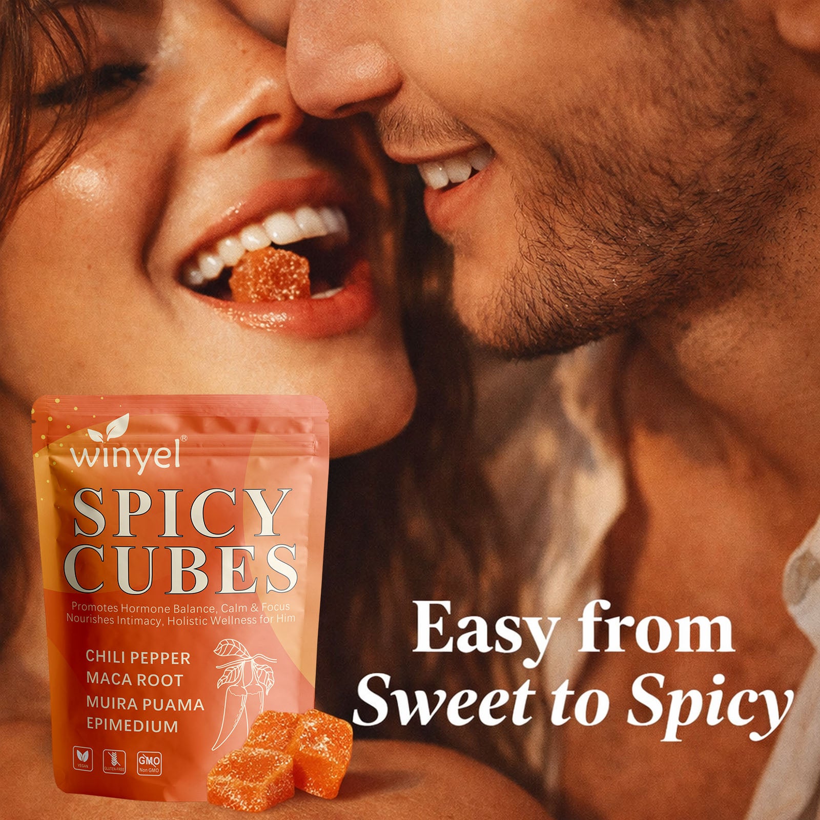Spicy Cubes, Intimacy Gummies with Chili Pepper, Muira Puama, Maca